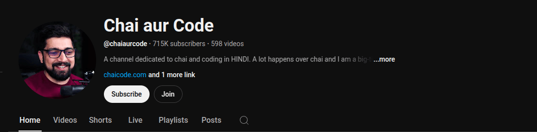 This popular YouTube channel is making learning easy, hosted by Hitesh Choudhary. He is one of the dedicated tech influencers, teaching programming and tech concepts in Hindi by blending casual conversation with hands-on technical learning.