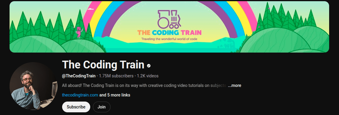 The coding train is one of the unique coding education channels we have come across, as this is a hub of creativity along with learning.