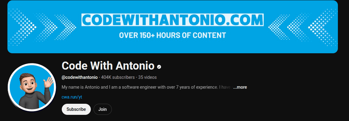 Last on the list for best tech influencers is Antonio Papas, running his YouTube channel known as CodeWithAntonio. He is a frontend developer and educator who is passionate about teaching modern web development.