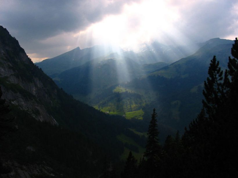 Light filters through broken clouds; cloud complexity is difficult to represent in weather and climate models