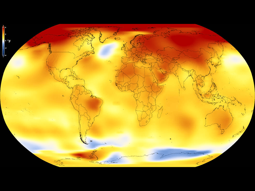 Global temperature map for 2017