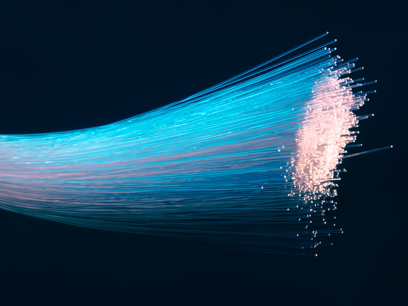 A bundle of fiber-optic cables