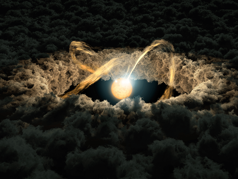 Illustration of a protoplanetary disk surrounding a young star