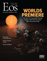 Cover of the August 2021 issue of Eos