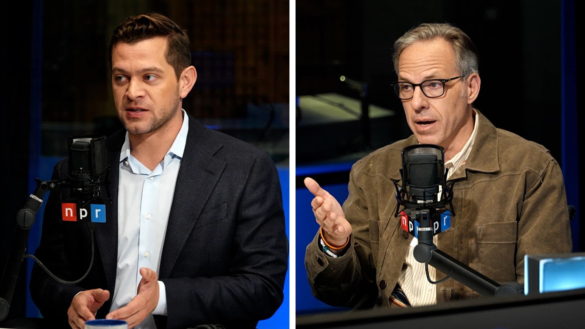 Axios reporter Alex Thompson (left) and CNN's Jake Tapper during an interview at NPR on Thursday.