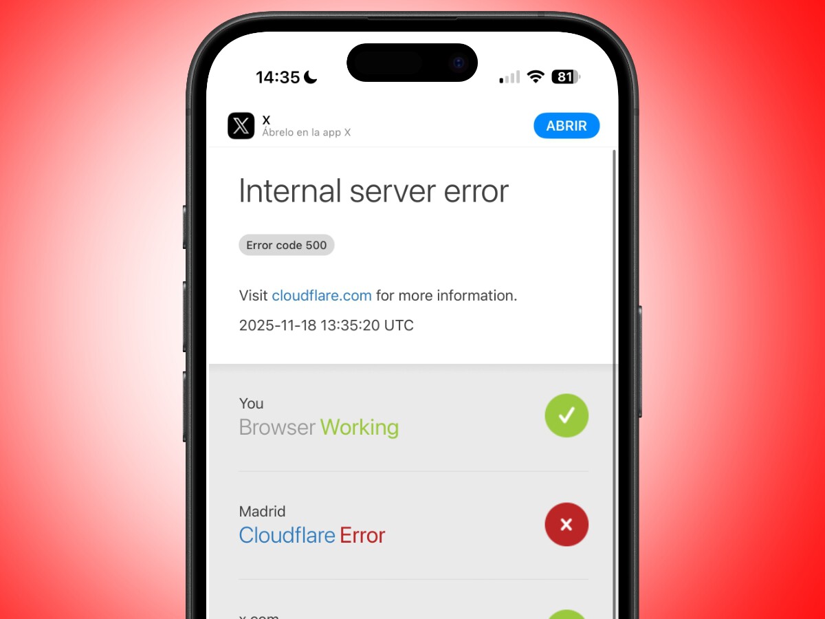 Reportan fallas a nivel global de Cloudflare; millones de usuarios de X (Twitter), ChatGPT y otras plataforman resultan afectados