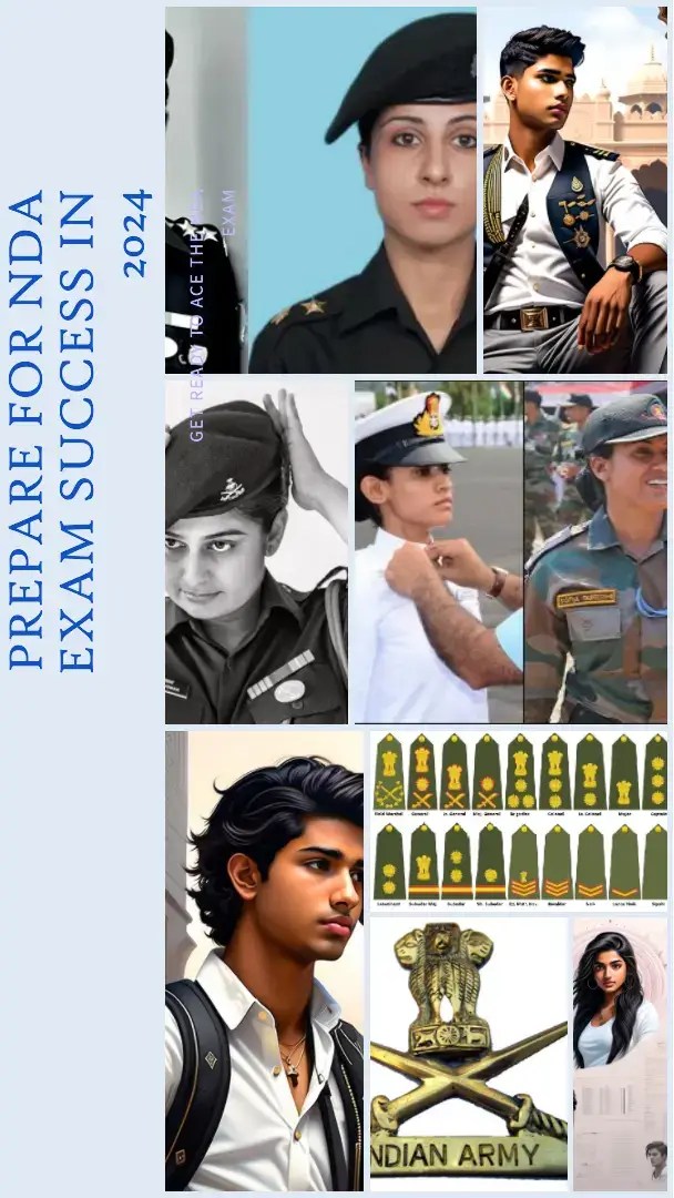 Nda exams A group of young men and women in military uniforms saluting the Indian flag with pride and determination.