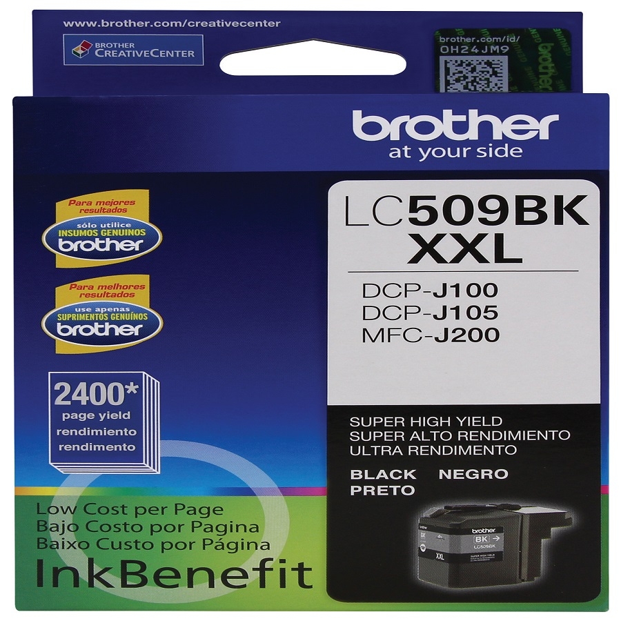 Cartucho De Tinta Brother Lc509Xl Color Negro Super Alto Rendimiento 2400 Impresiones.