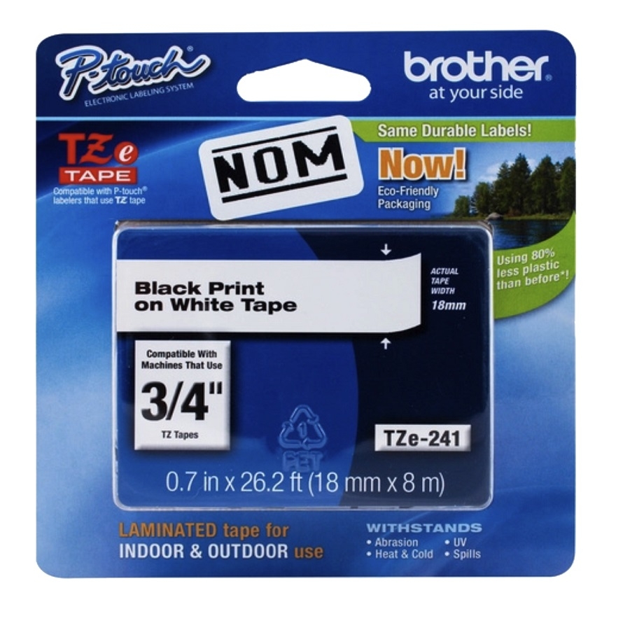 Cinta Laminada Brother Tze241 Letra Negra Sobre Fondo Blanco Y Grosor De 18Mm