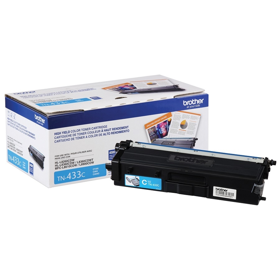 Toner Brother Cyan Tn433C Para Rendimiento De 4000 Paginas Al 5 Por Ciento De Cobertura