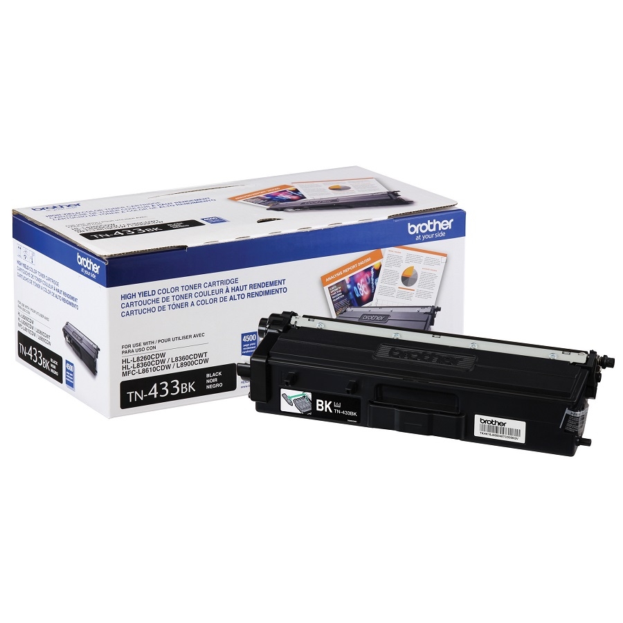 Toner Brother Negro Tn433Bk Para Rendimiento De 4500 Paginas Al 5 Por Ciento De Cobertura