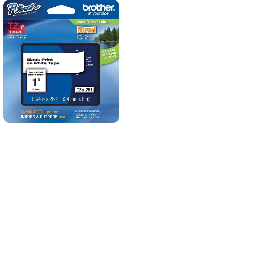 Cinta Brother Laminada Tze251 Negro Sobre Blanco De 24 Mm