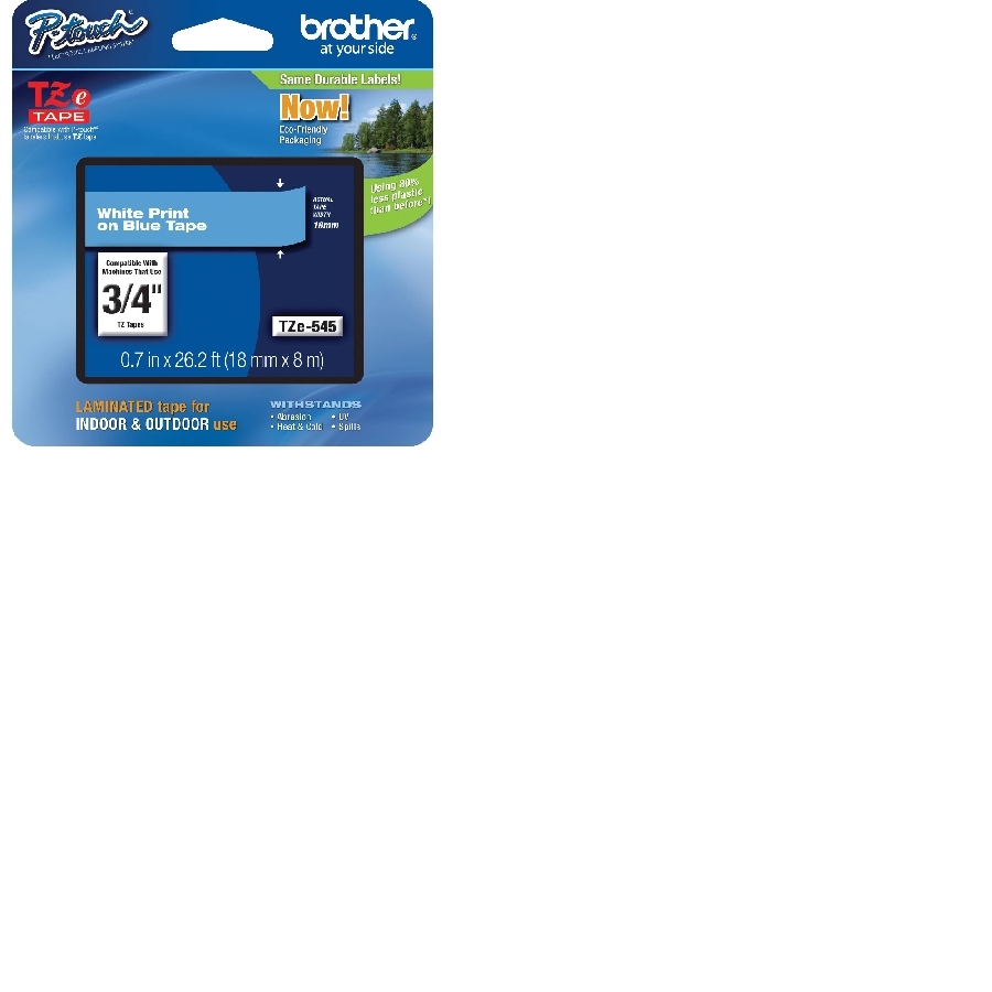 Cinta Brother Laminada Tze545 Blanco Sobre Azul 18 Mm De Grosor