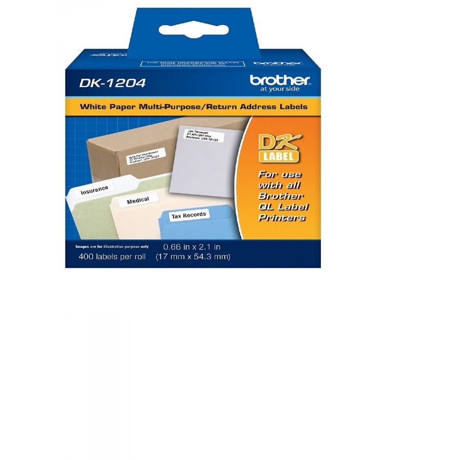 Etiqueta Precortada Brother Dk1204 Blanca  400 Etiquetas 17 X 54.3 Mm Compatible Con Ql´S