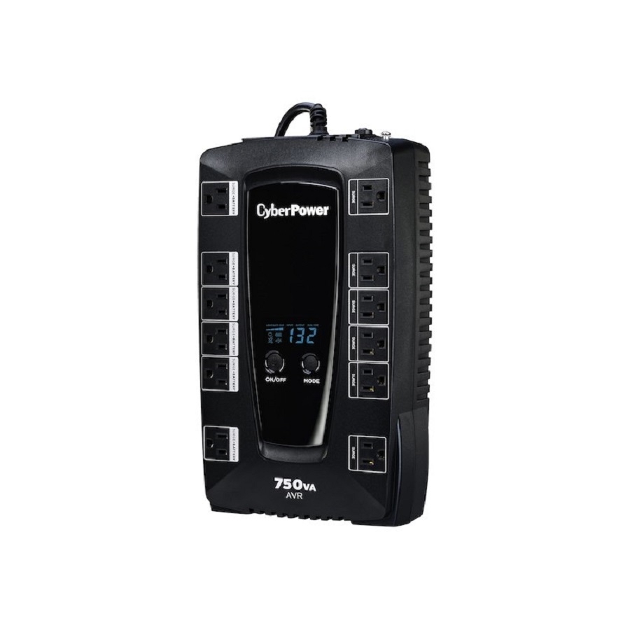 No Break Cyberpower (Avrg750Lcd) 760Va / 450 Watts, Interactivo, Torre, Pantalla Lcd, 12 × Nema 5-15R, 6 Respaldo Y 6 Supresión, 3 Años Incluyendo Batería.