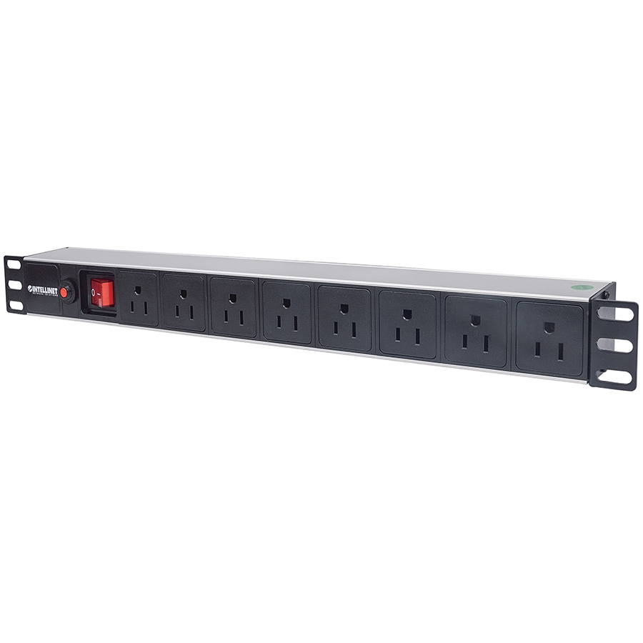 Barra Pdu,Intellinet,713993,  8 Cont. Gab/Rack 19, 1U, Contra Sobrecarga, On/Off