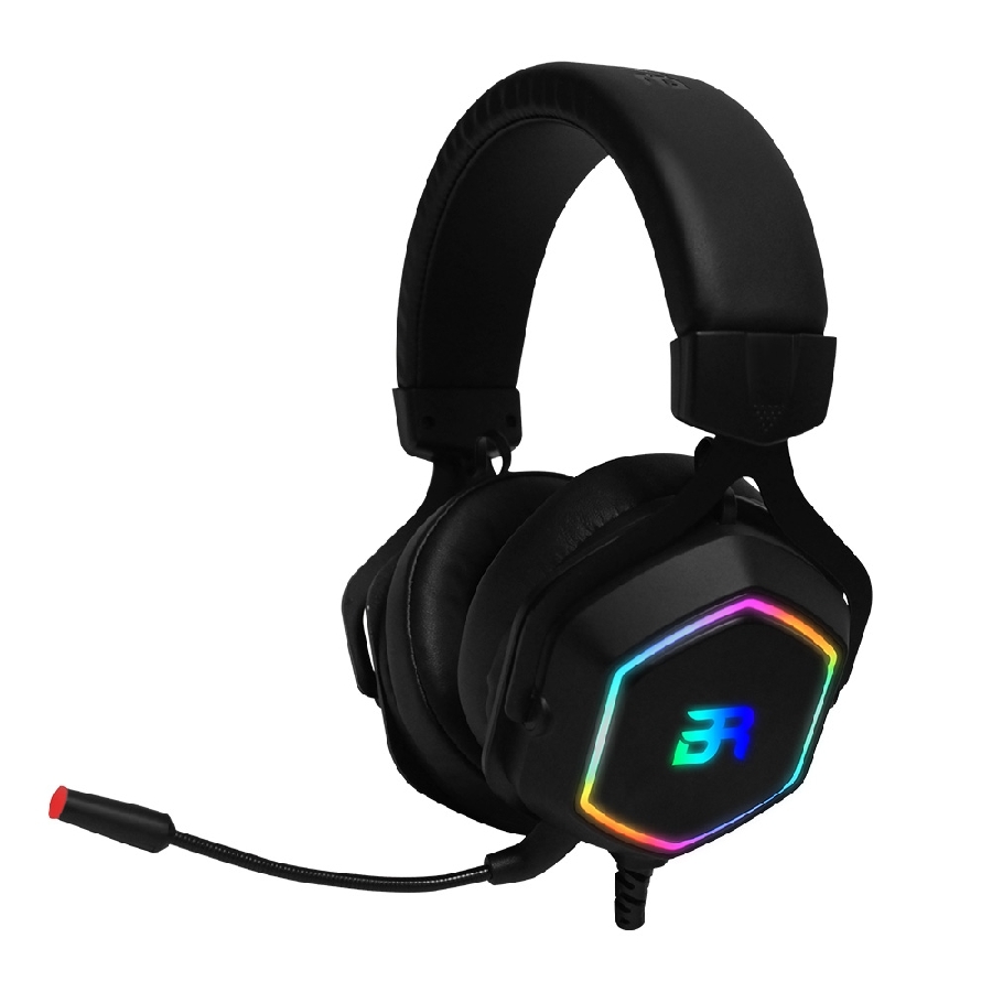 Audifonos Gamer Balam Rush Hesix Hs760 / Alambricos / Diadema Inmersiva / Usb / Microfono Flexible Desmontable / Iluminacion Rgb / Negro / Br-929776
