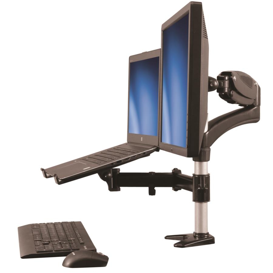 Soporte Para Un Monitor - Brazo Para Monitor Y Base Para Laptop Con Ajuste De Altura De Un Toque - Con Soporte Vesa Para Pantallas De 27 Negro - Startech.Com Mod. Armunonb