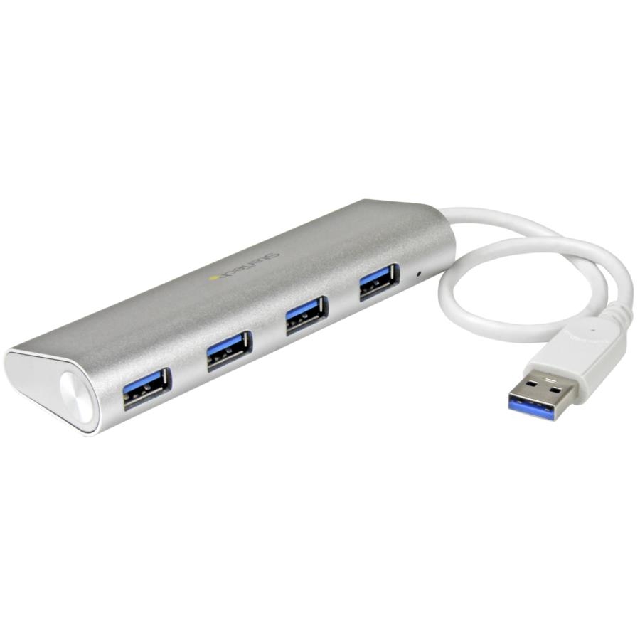 Hub Usb 3.0 De 4 Puertos - Concentrador Portatil Usb 3.0 De 4 Puertos - Hub De Aluminio Con Cable Incorporado - Startech.Com Mod. St43004Ua