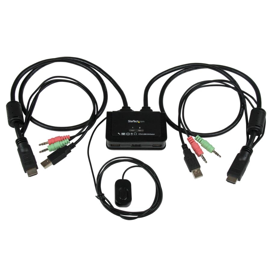 Switch Conmutador Kvm De 2 Puertos Hdmi® Usb Audio Mini Jack Con Cables Integrados Sin Alimentacion Externa - 1080P - Startech.Com Mod. Sv211Hdua