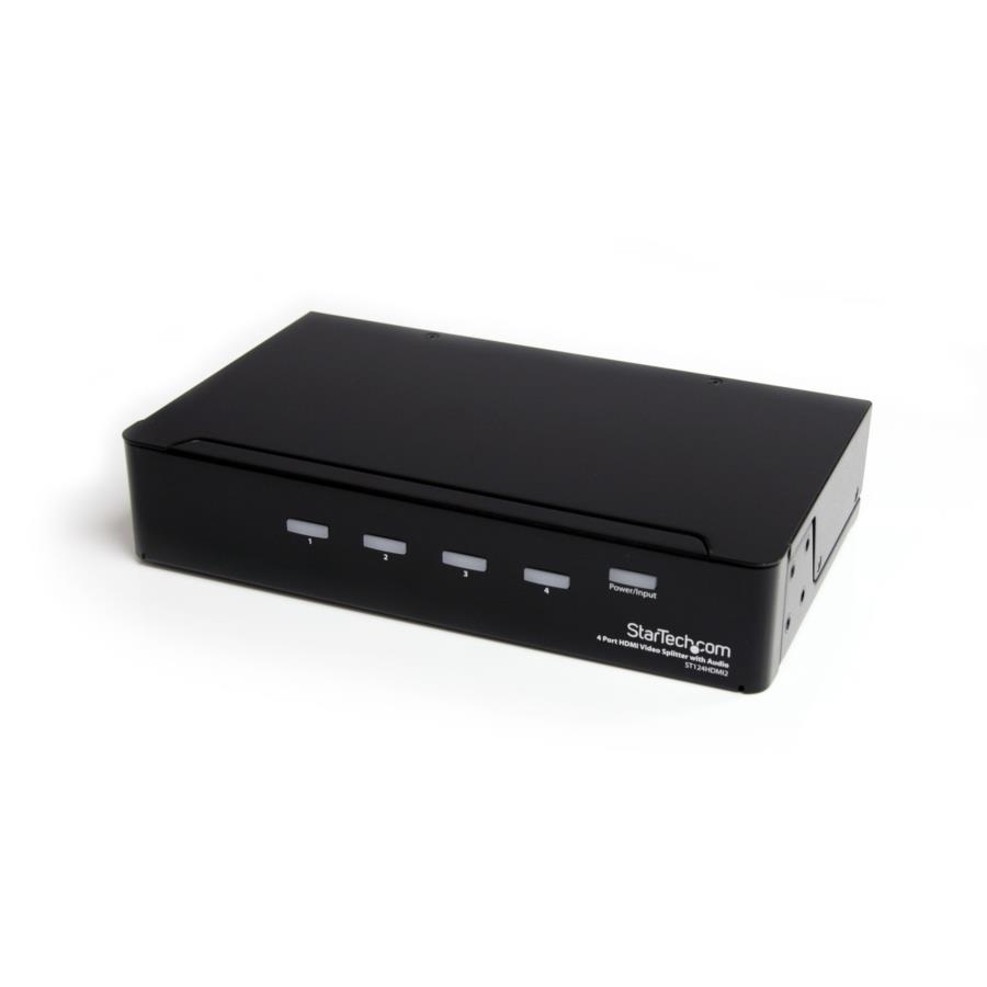 Splitter Hdmi De 4 Puertos - Divisor Bifurcador Hdmi De 4 Puertos Con Amplificador - Splitter - Hdmi Hembra - Mini-Jack Hembra - 1920X1200 1080P - Startech.Com Mod. St124Hdmi2
