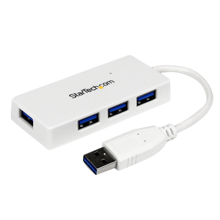 Hub Usb 3.0 De 4 Puertos - Adaptador Concentrador Hub Usb 3.0 Super Speed 4 Puertos Salidas Portatil Para Laptop Computadora - Blanco - Startech.Com Mod. St4300Minu3W