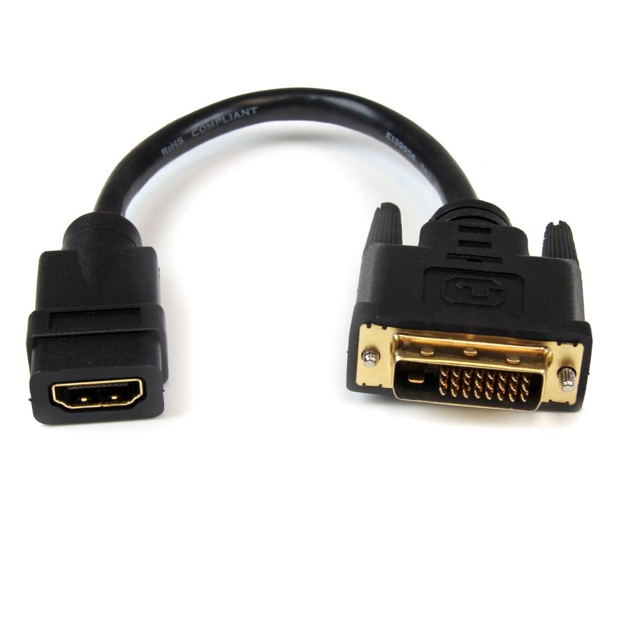 Cable Adaptador De 20Cm Hdmi® A Dvi - Dvi-D Macho - Hdmi Hembra - Cable Convertidor De Video - Negro - Startech.Com Mod. Hddvifm8In