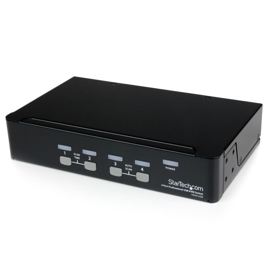 Switch Conmutador Kvm De 4 Puertos Con Usb - 1 Usuario Local - 1U - Startech.Com Mod. Sv431Usb