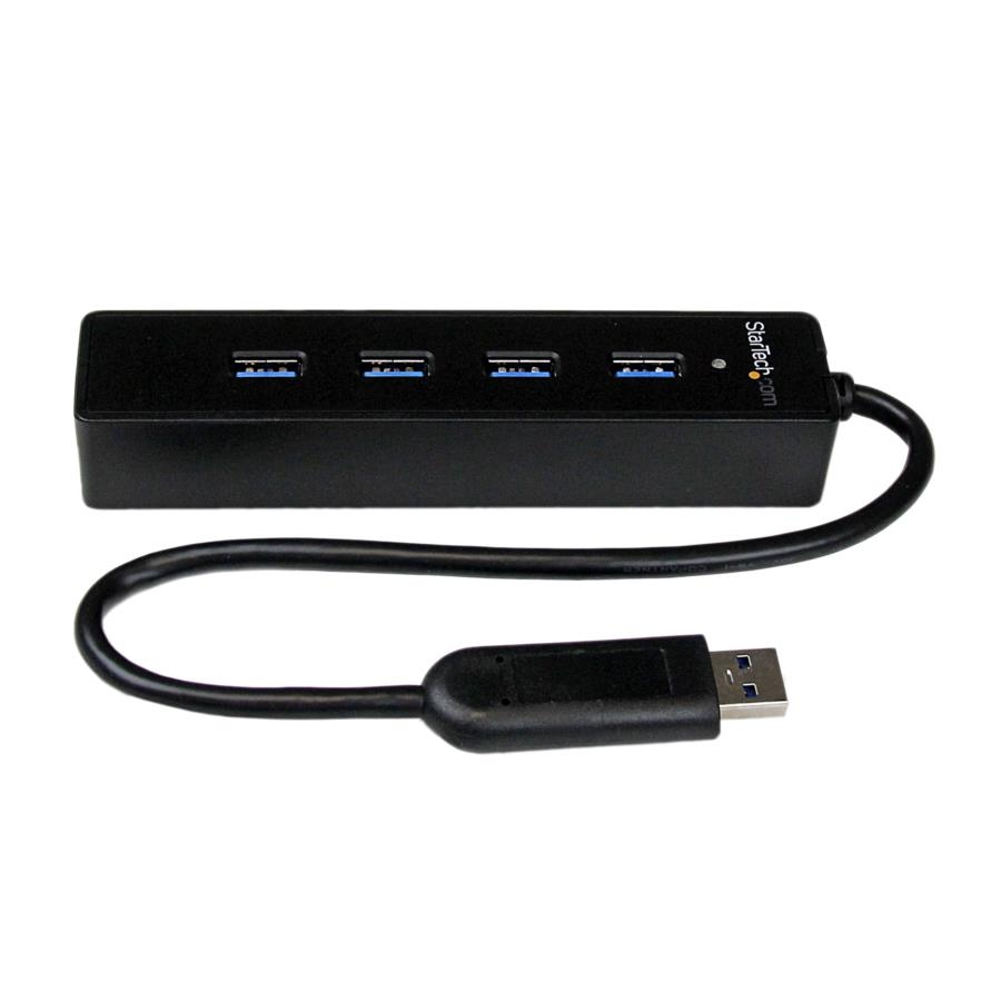 Hub Usb 3.0 De 4 Puertos - Adaptador Concentrador Hub Usb 3.0 Super Speed 4 Puertos Salidas Portatil Para Laptop Computadora - Negro - Startech.Com Mod. St4300Pbu3