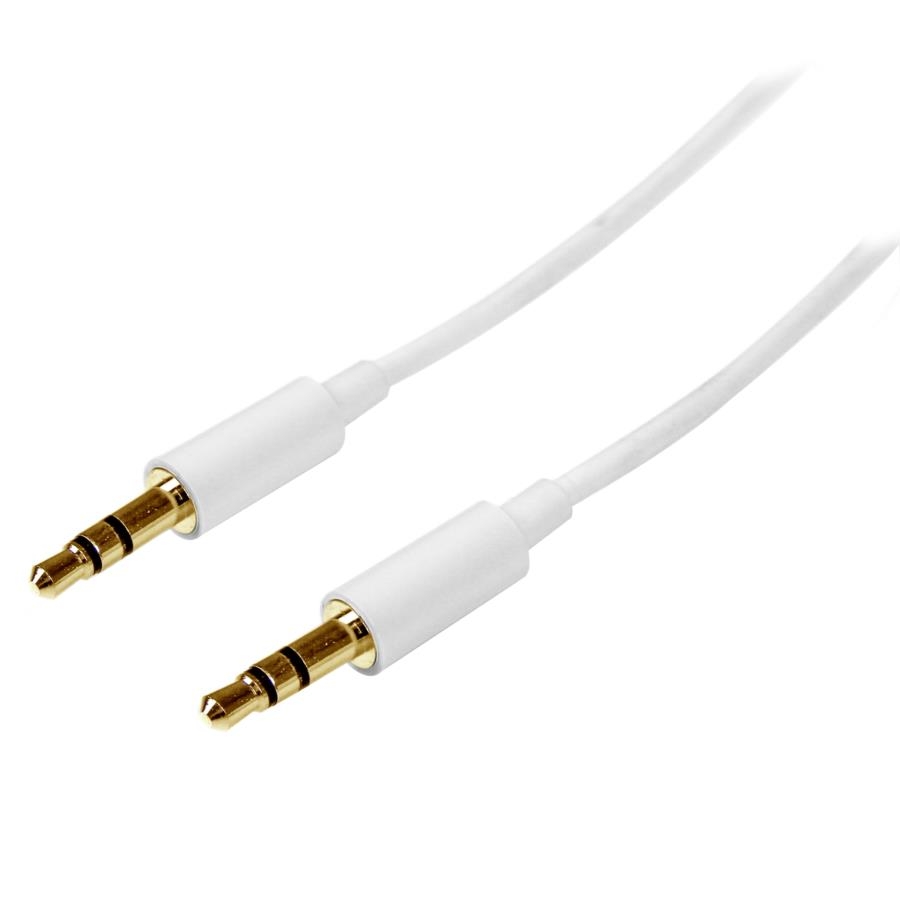 Cable De Audio De 2M Delgado Slimline - Estereo Mini Jack Plug 3.5Mm Trrs - Blanco - Macho A Macho - Startech.Com Mod. Mu2Mmmswh