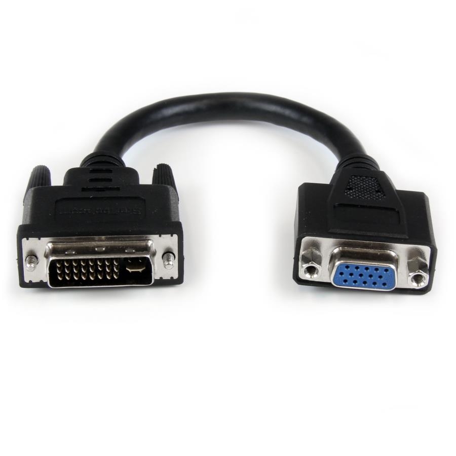 Adaptador De Video Dvi-I A Vga - Dvi-I Macho - Hd15 Hembra - Cable De 20Cm Negro - Startech.Com Mod. Dvivgamf8In