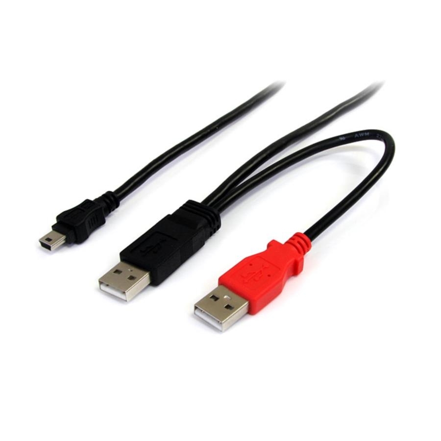 Cable De 1.8M Usb En Y Para Discos Duros Externos - 2X Usb A Macho A 1X Usb Mini B Macho - Startech.Com Mod. Usb2Habmy6