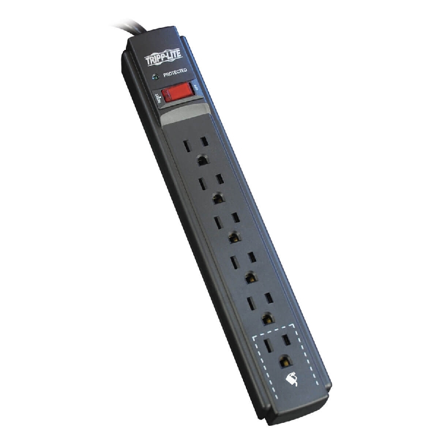 Supresor De Picos Protec It Tripp-Lite Tlp606B C/ 6 Contactos, Cable 1.83 M 6 Pies, 790 Joules, Led De Diagnostico, Gabinete En Negro.