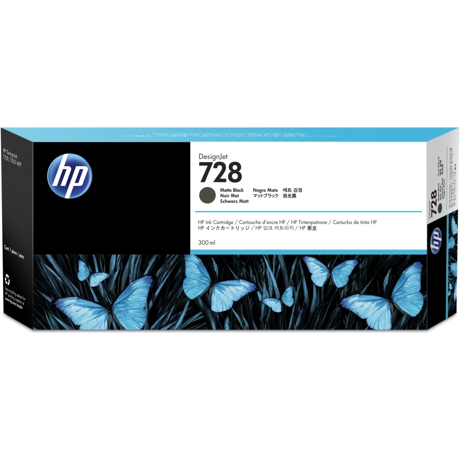 Cartucho De Tinta Hp Designjet 728 Negro Mate, 300 Ml, (F9J68A)