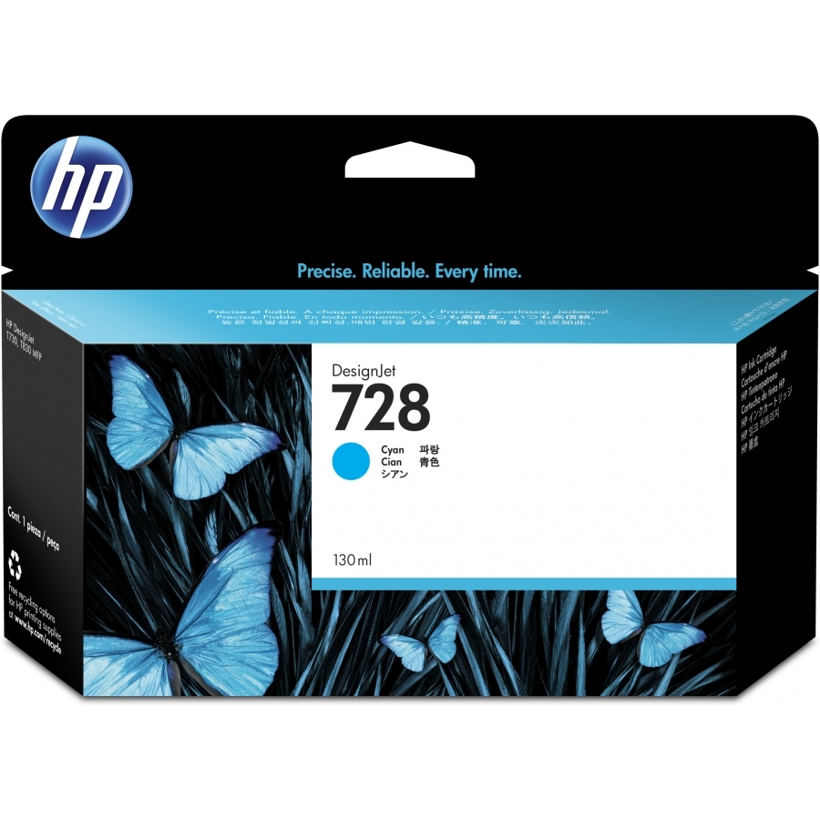 Cartucho De Tinta Hp Designjet 728 Cyan, 130 Ml, (F9J67A)