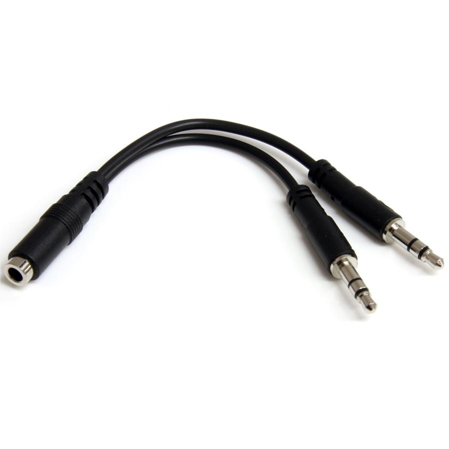 Adaptador Divisor De Audio Para Audifonos 2X Mini-Jack De 3.5Mm De 3 Pines A Mini-Jack De 4 Pines- Auriculares - Negro - Startech.Com Mod. Muyhsfmm