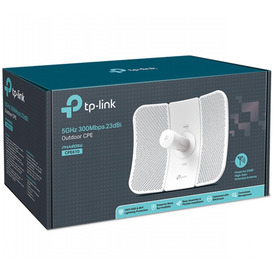 Access Point |Tp-Link | Cpe610 | Inalambrico | Antena Para Exterior Direccional 23Dbi 5Ghz 300Mbps Modos Ap/Cliente/Repetidor /Ap Router/ Ap Cliente Router Wisp 1 Rj45 10/100 | Poe Pasivo Incluido
