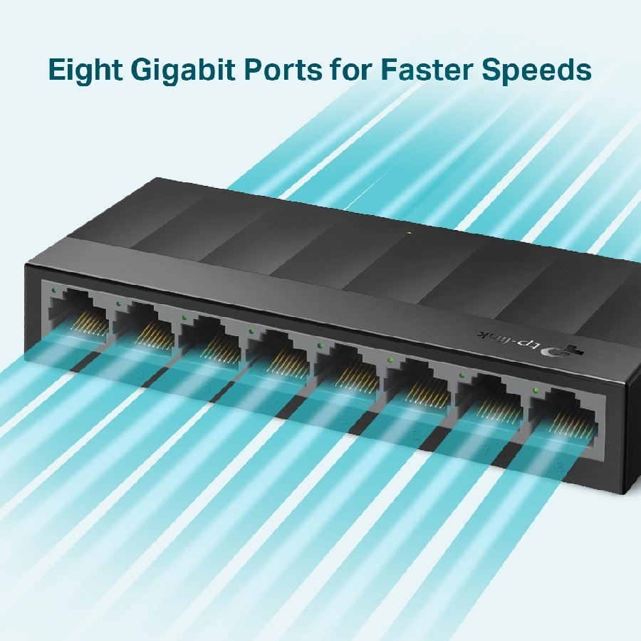 Switch | Tp-Link | Ls1008G | 8 Puertos Rj45 Gigabit 10/100/1000 Mbps | No Administrable |Auto Mdi/Mdix Para Escritorio O Montaje En Pared | Carcasa De Plastico