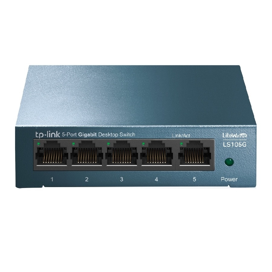 Switch | Tp-Link | Ls105G | 5 Puertos Rj45 Gigabit 10/100/1000 Mbps |  No Administrable | Carcasa Metalica | Para Escritorio O Montaje En Pared