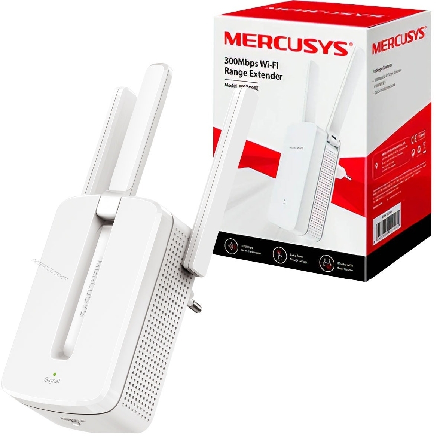 Repetidor | Mercusys | Mw300Re | Extensor De Rango | 300Mbps | 3 Antenas Externas