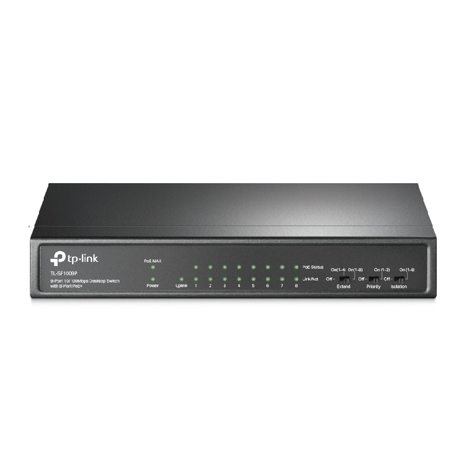 Switch |Tp-Link | Tl-Sf1009P |9 Puertos Rj45 10/100 Mbps No Administrable Con 8 Puertos Poe | Para Escritorio