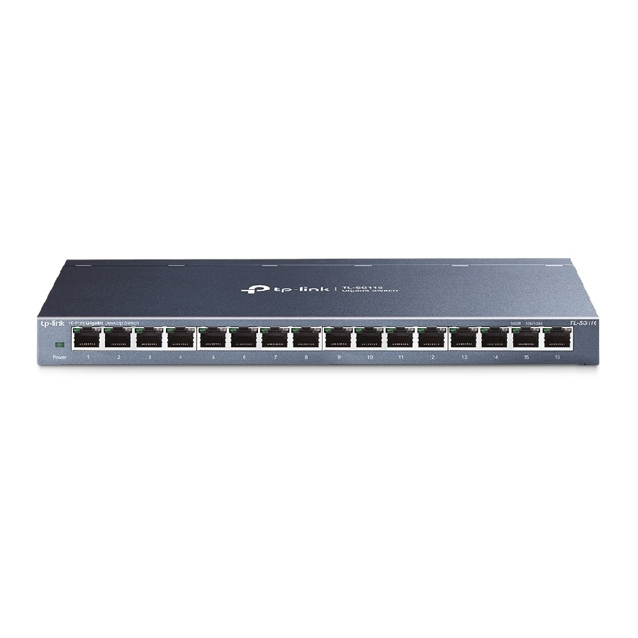 Switch | Tp-Link | Tl-Sg116 | 16 Puertos Rj45 Gigabit 10/100/1000 | No Administrable | Carcasa Metalica | Para Escritorio O Pared
