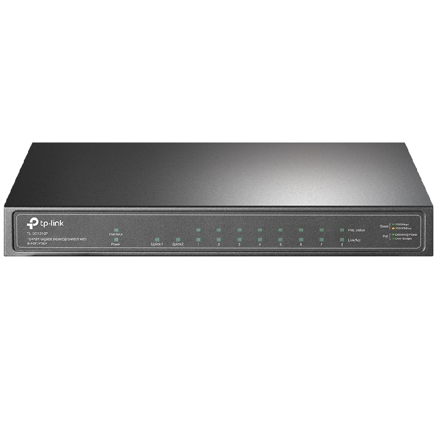 Switch | Tp-Link | Tl-Sg1210P | 8 Puertos | Rj45 Gigabit 10/100/1000 Mbps Poe Con 1 Puerto Rj45 Gigabit Y 1 Ranura Sfp Gigabit No Administrable Para Escritorio