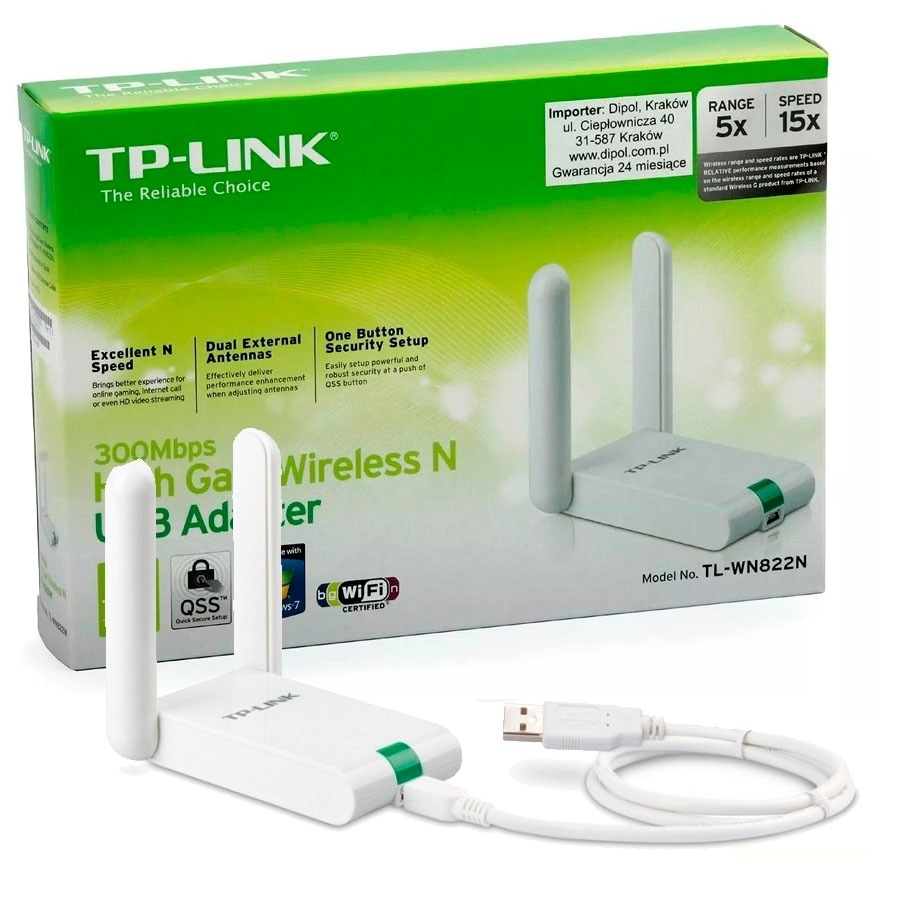 Tarjeta De Red | Tp-Link | Tl-Wn822N | Usb | Inalambrica | 300Mbps |Antena Dual 3Dbi
