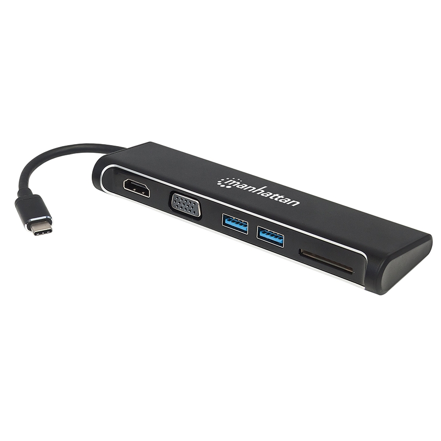 Docking,Manhattan,152631,4-1,Usb-C A Hdmi Vga 2 Usb 3.1 Lector Tarjetas Sd M-H