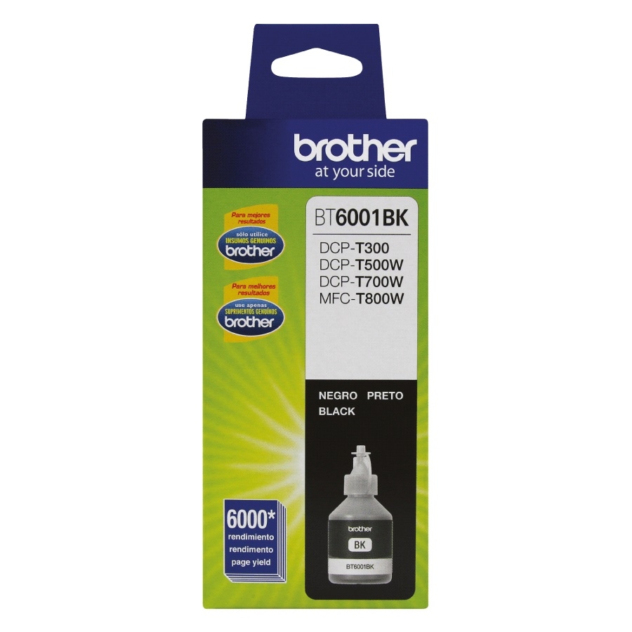 Botella De Tinta Brother Negra Bt6001Bk De Alto Rendimiento De Hasta 6000 Pginas Compatible Con Tinta Continua Brother