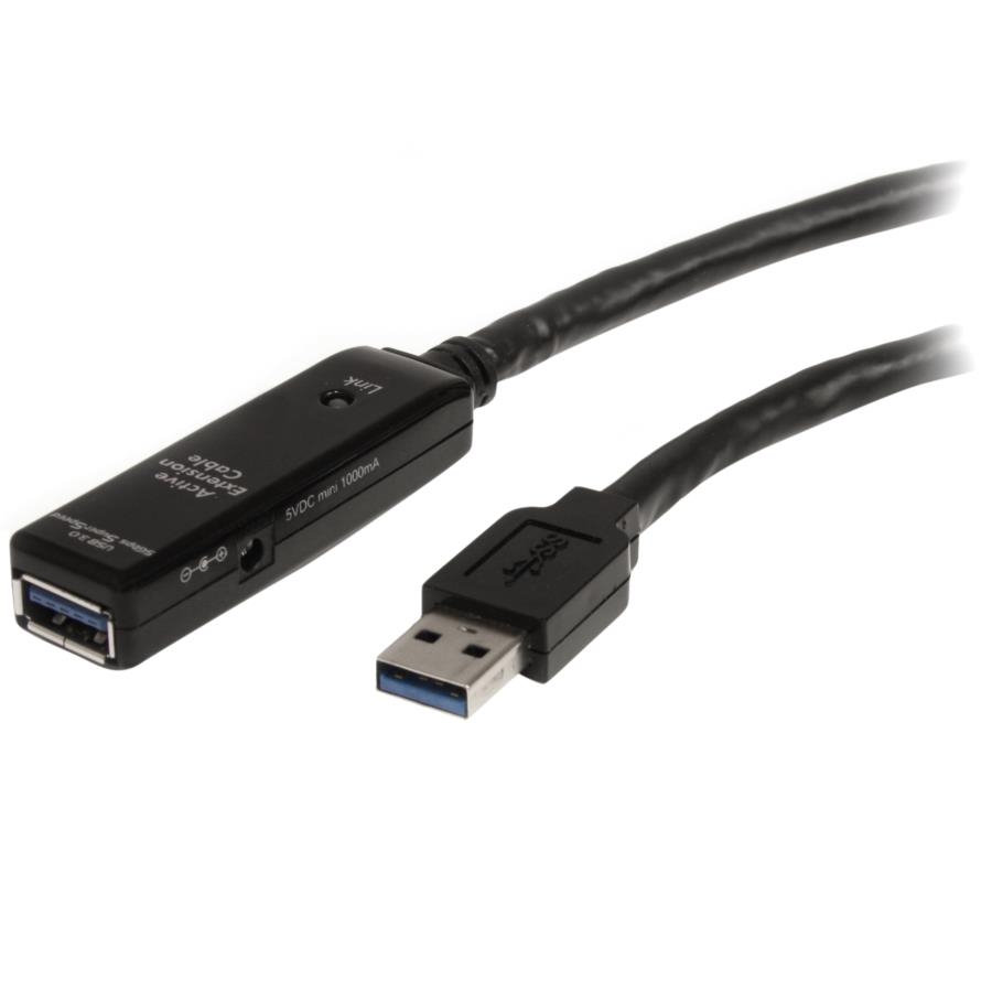 Cable Extensor De 10 Metros Usb 3.0 Superspeed Activo - Permite Conexion En Cascada De Hasta 2 Niveles - Usb A Macho A Hembra - Negro - Startech.Com Mod. Usb3Aaext10M