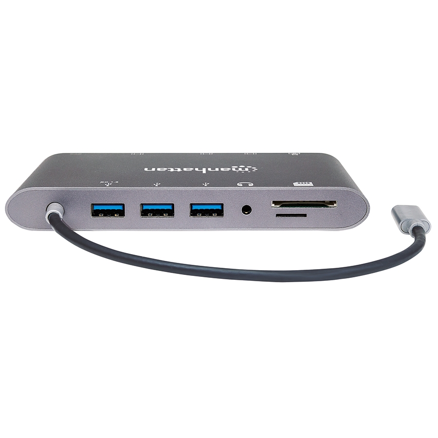 Docking Usb,Manhattan,152808,-C 11 Ptos, Hdmi/Mini Dp/Vga, Usb-C Pd/3Xusbv3.2,  Red/Audio/Sd/Micro Sd