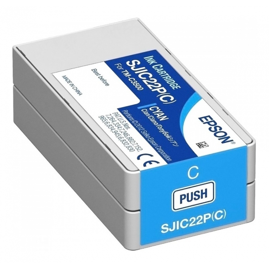 Cartucho Epson Modelo Sjic22P Cyan, Para Tm-C3500