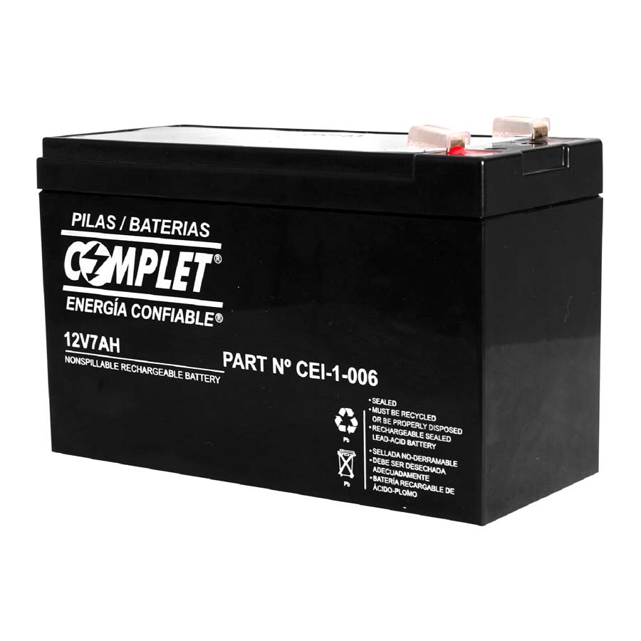 Baterias Selladas Plomo Acido Complet Cei-1-006 De Alto Rendimiento 12Vcc 7Ah